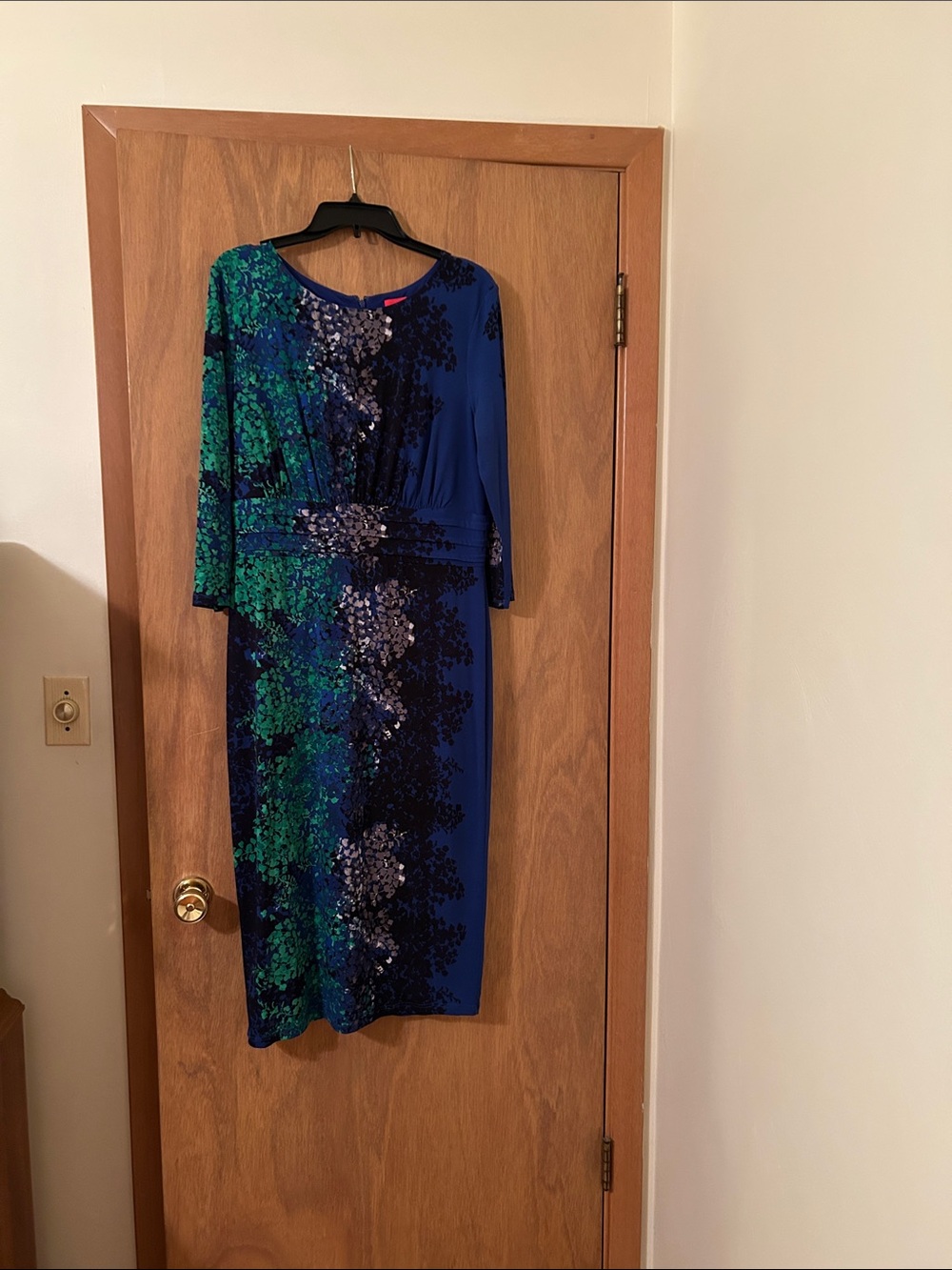 Blue & Green Printed Sheath Dress